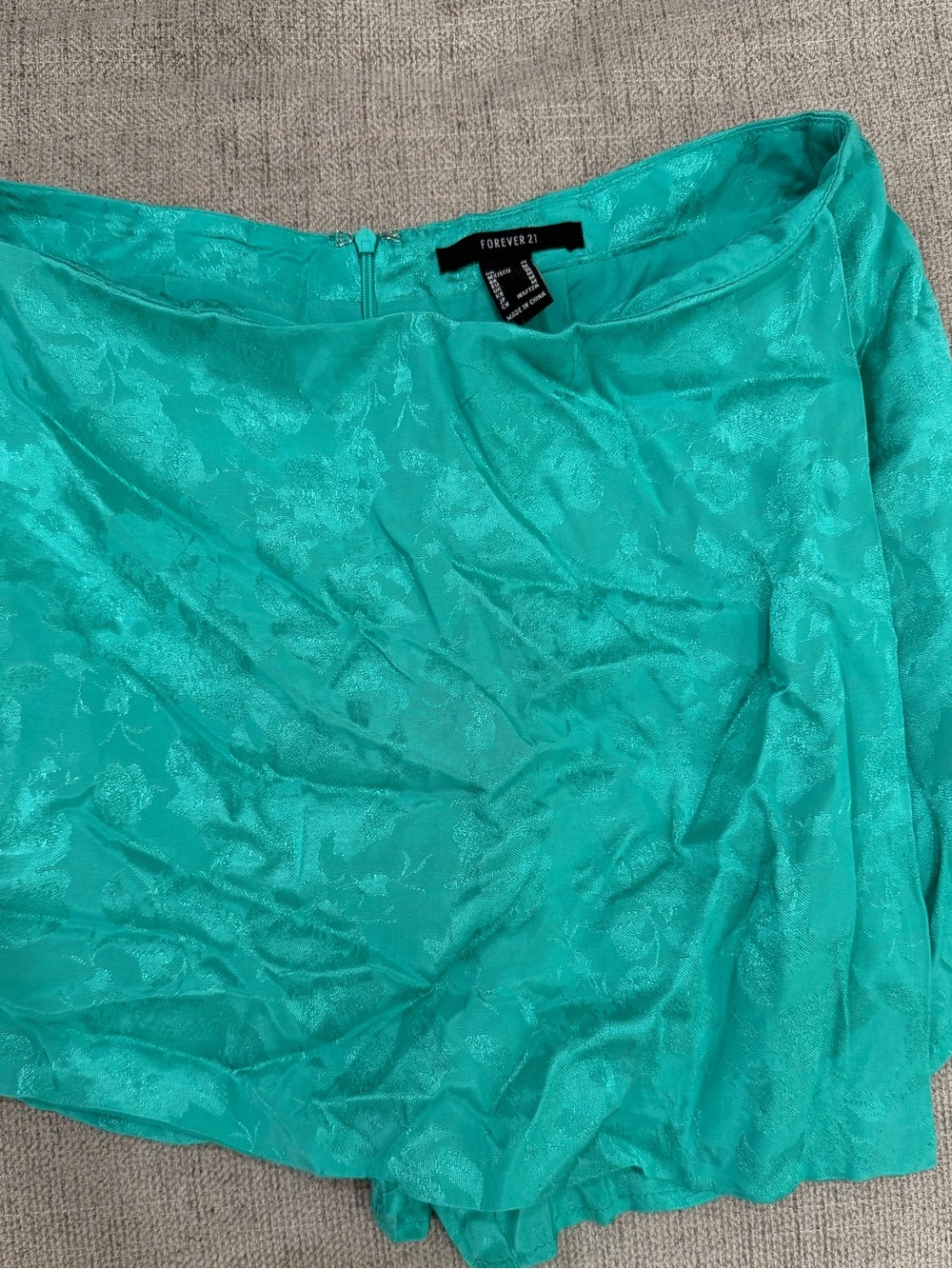 Forever 21 Teal Floral Jacquard Mini Skirt